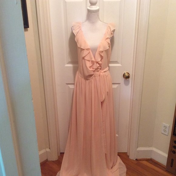 Ceremony by Joanna August Dresses & Skirts - Ceremony Joanna August Gown L  Light Peach Ruffle